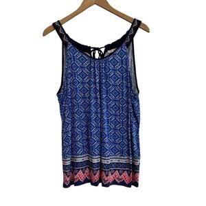 Skies Are Blue Women XL Burke Keyhole Knit Halter Top Tie Back Coastal Casual